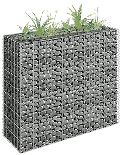 WIFESE Gabionen Hochbeet 90×30×90 cm Gabionenwand Steinkorb Gabione Gabionenkorb Gabionensäule Steingabionen Gabionen Zaun Gabionenkörbe Pflanzenwand Verzinkter Stahl