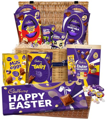 Cadbury Ultimate Easter Chocolate 20 Willow Hamper Basket, by Cadbury Gifts Direct - Dairy Milk, Mini Eggs, Buttons, Creme Eggs Easter eggs