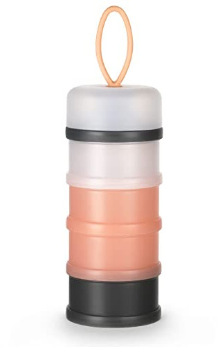 Vicloon Distributeur de lait en poudre pour bébé, Portable 4 Compartiments Boîte Doseuse à Poudre de Lait, Pots de stockage de bébé, pour le voyage et les activités de plein air, Gris & Rose