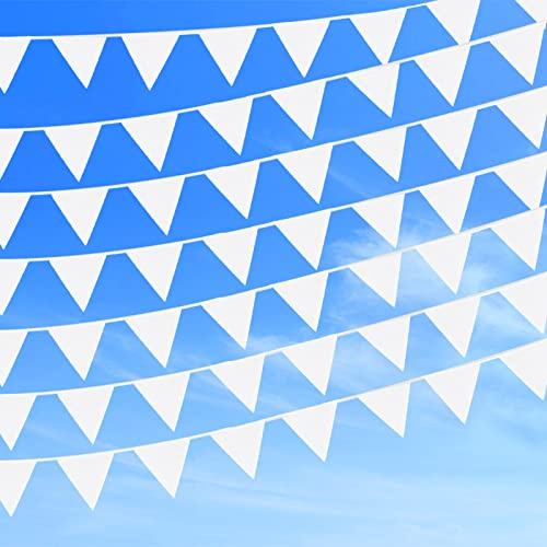12M Wimpelkette, Stoff Wimpelkette, Wimpel Girlande, Wimpelkette Outdoor Weiss für Hochzeit Party Weihnachten Geburtstagsfeier, Einschulung Deko