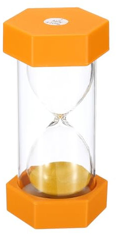 PATIKIL 2-Minuten-Sanduhr sechseckige Sanduhr mit Plastikdeckel für Spiele Küche orange