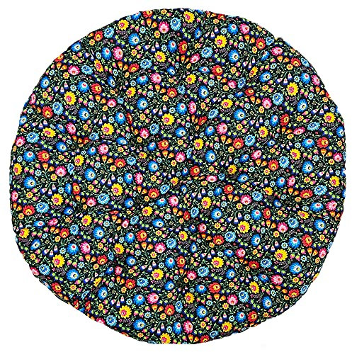 SuperKissen24. Kissen für Hängesessel, Hängestuhl – Runde Sitzkissen mit Silikonfaser - Kissen für Hängeschaukel – Hängesitz – Indoor & Outdoor – Dekokissen für Allergiker – Folk