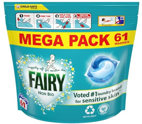 Fairy Nicht-Bio-Waschmittel, Flüssigwaschmittel-Tabletten/Kapseln, 61 Waschgänge, kuschelig weich für empfindliche Haut