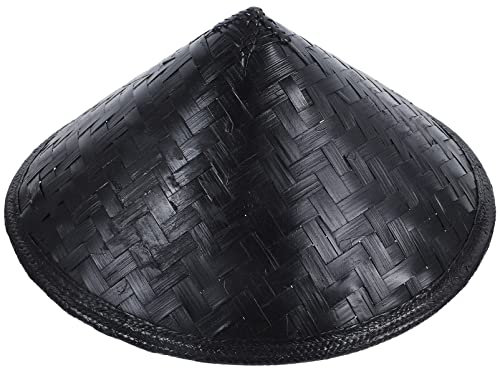 ifundom Samurai Hat Ninja Bamboo Hat Japanese Knight Asian Chinese Oriental Cosplay Cap Black Woven Straw Cap for Performance Cosplay Party