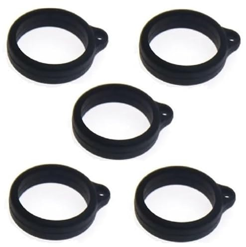 5 x Large Vape Lanyard Rings - Silicone Bands in Black - 20mm to Attach Vape to Necklace