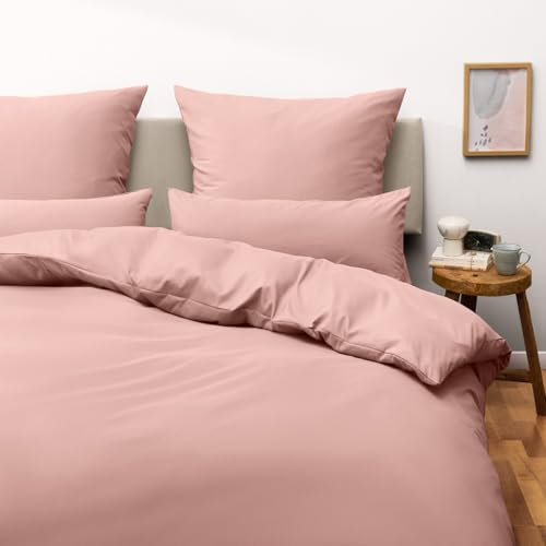 Blumtal Housse de Couette 200x220 + taie d'oreiller 50x80cm- Parure de lit 200x220 certifié Oeko-TEX-Rouge Aurore