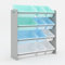 Duffy® Kids Storage Unit Toy Box Organiser Bookshelf With Removable Baskets, for Bedroom, Nursery, Playroom (Grey Wood With Blue Bins)