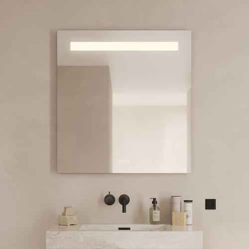 Loevschall Venice LED-Badezimmerspiegel mit Beleuchtung, 80x85 cm, MultiWhite-Technologie, Smart Spiegel mit Touch und Schwebeeffekt, verstellbare Farbtemperatur 2200K-6500K, IP44-zertifiziert