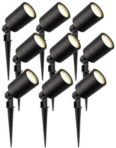Ledvion - 9X LED Gartenstrahler, 2700K, Schwarz, 5W, IP65, inkl. Schnellanschluss