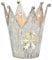 Deko Weihnachten Teelichtglas Windlicht Krone, aus Metall, 13 cm hoch, 12 cm Durchmesser