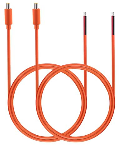 Tonton DC7909 Power Pigtails Cable, 1M(3.3ft) 12V DC 8mm Male Plug to Bare Wire Open End Cable, Compatible with Solar Cells, Laptop Power, Portable Power Stations, Car DVRs(2 Pack)