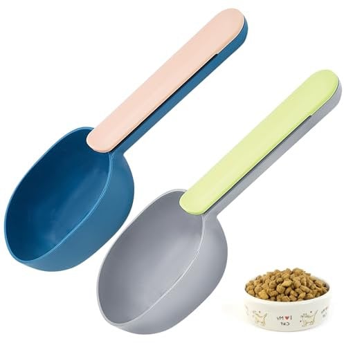 Cisolen 2 Piezas Cucharón Para Comida De Perros Mascotas Mango Con Clip Cucharón Palas Para Comida Para Perros Y Mascotas Cucharas De Alimentación Para Mascotas Perros Gatos Comida