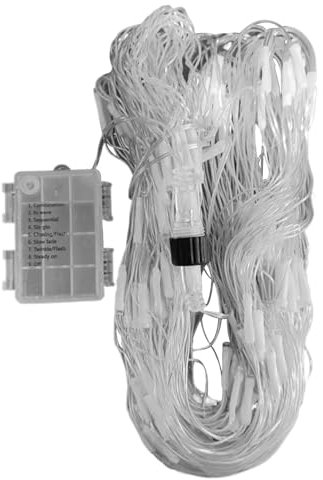Net Lights 6.6x9.8 ft Waterproof Curtain Fairy Lights - 8 Modes Battery Powered Outdoor Indoor Warm White Tree Lights for Wedding Party Decor