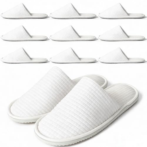 Anmerl 10 Pairs Disposable Hotel Slippers - Bulk Guest House Shoes for Spa, Wedding, Travel, Universal Size, Non-Slip, Washable with Individual Packaged
