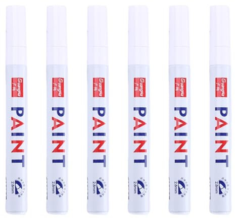 Lot de 6 Marqueur Blanc Indelebile.Marqueur Peinture,Stylo Blanc,Brillant Pneu Feutre,Textile Permanent Pour,Acrylique Feutres Marqueurs,Dessin Verre Bois,Et Tissu Ardoise,Effacable Fine Imperméables