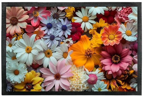 True Statements Deko-Fußmatte 50 x 35 cm „Sommerblumen“ - wunderschöne Geschenkidee - mit Blumen-Motiv - für Innen & Außen – rutschfest - Geschenk für Freunde und Familie zu jedem Anlass