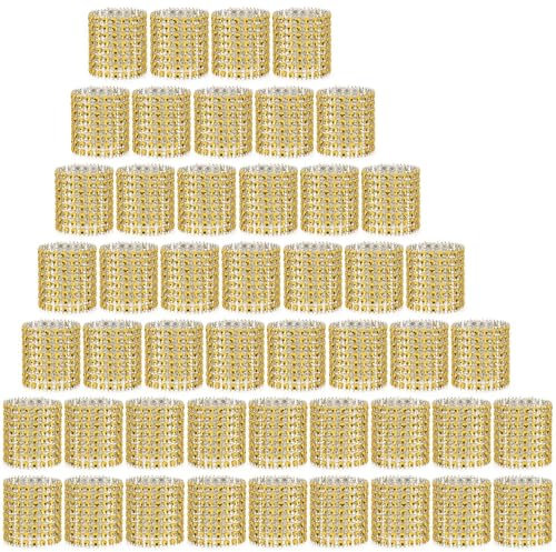Wotoban Goldene Serviettenringe Set – 300 Strass-Kristall-Serviettenringe für Hochzeit, Abendessen, Partys & DIY-Dekoration