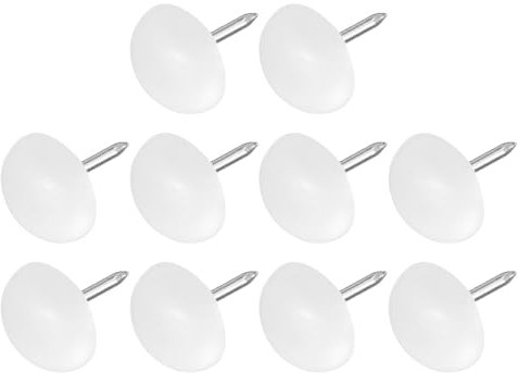 METALLIXITY Furniture Feet Nail (14mm/0.55in) 20Pcs, Plastic Half-Circles Chair Glides Sliders - for Chairs Sofa Furniture Sliders Protector Pad, White