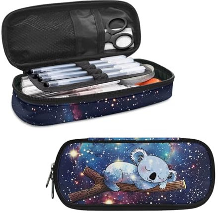 HELLHERO Galaxy Koala Federmäppchen für Mädchen, Jungen, Kinder, Federmäppchen, Stifthalter, Stiftebox, Aufbewahrungstasche, Schreibwaren, Organizer, ästhetischer Schulbedarf, Damen, Kosmetiktasche