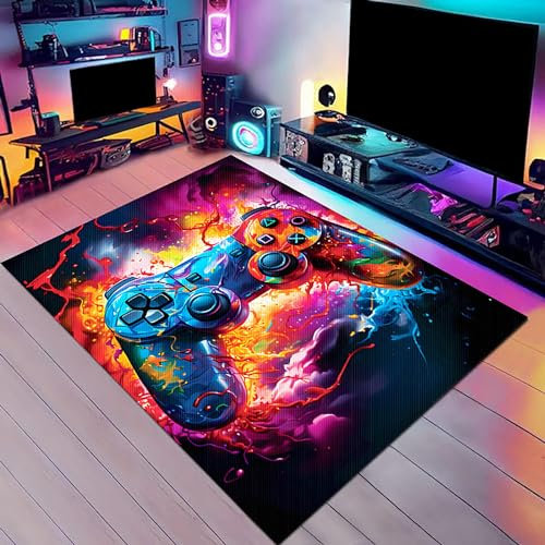 Gaming Rug for Gaming Chair - Gamer Rugs Video Game Area Rugs for Boys Room - Non-Slip Gaming Carpet for Playrooms Pc - Controller Gaming Floor Mat for Living Room (140 * 200cm)
