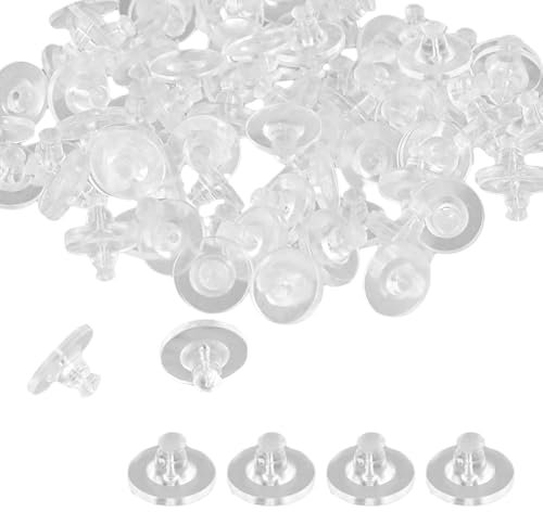 100 Pièces Fermoir boucles d'oreilles silicone, Transparent fermoirs de boucles d'oreilles, Sécurité Bouchons de Boucle d'oreille universels pour Porter des boucles d'oreilles Accessoires bijoux DIY