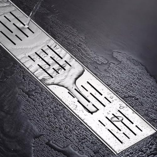 Jievmrs Abflussgitter Edelstahl-Rinnenabflussrohr mit Abnehmbarem Gitterrost, Grabenabflussset für Regenrinne/Auffangbecken, Dekoratives Grabenabflusssieb(100x15x8cm/39.4x5.9x3.1in)