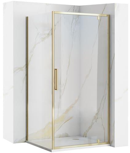 Rea Box doccia Rapid Swing Gold 90x90 Cabina Doccia senza piatto doccia Vetro di sicurezza temperato Transparentne 6mm (d'oro) porta: 90 parete: 90 cm
