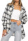 LACOZY Women's Checkered Shirts Button Down Long Sleeve Blouse Oversized Plaid Flannel Shirts White Plaid S