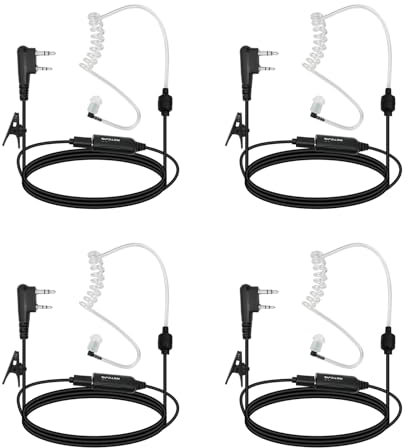 Retevis Cancellazione Attiva Del Rumore Cuffie Walkie Talkie, Walkie TalkieAuricolare con Mic, Earphone di Sicurezza a 2 pin Compatibile con Kenwood Radio Radtel JUCJET RT24 RT27 RT622 (4pcs)