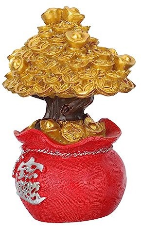 HOLIDYOYO 1stk Glück Baumschmuck Feng-Shui-Figur Chinesischer Goldmünzen-geldbaum Citrin Geldbaum Goldener Geldbaum Chinesische Feng Shui Dekoration Barren Feng-Shui-Baum-Statue Rot Harz