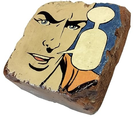 Generisch Deko Regal Buchstütze Ziegelstein Backstein Pop Art Comic | Upcycling