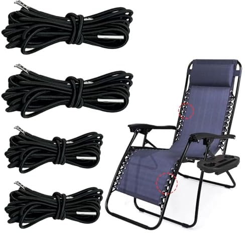 WLHFDC 4 Pezzi Corda Elastica per Sdraio,Ricambio per Sedia a Gravità Zero,Elastico per Sedia a Sdraio,Cordini di Ricambio Universali per Sdraio da Giardino,Sdraio Pieghevole,Poltrone,Gravità Zero
