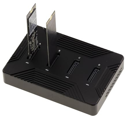 KALEA-INFORMATIQUE Dock USB 3.2 Gen2 pour 4 SSD M.2 NVMe ou SATA | Station double protocole USB 3.2 Gen2 10 Gbps pour quatre SSD M.2 NVMe ou SATA, avec capacité jusqu'à 8 To par emplacement.