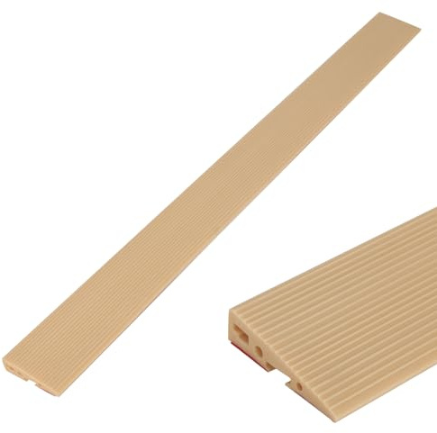 Türschwellenrampe, 90x7.5x2cm/1.5cm Selbstklebend Schwellenrampe mit Kabelkanal, rutschfeste Rollstuhlrampe aus Vollgummi für Rollstuhl, Saugroboter, E Scooter (Khaki, 90 x 7.5 x 1.5cm)