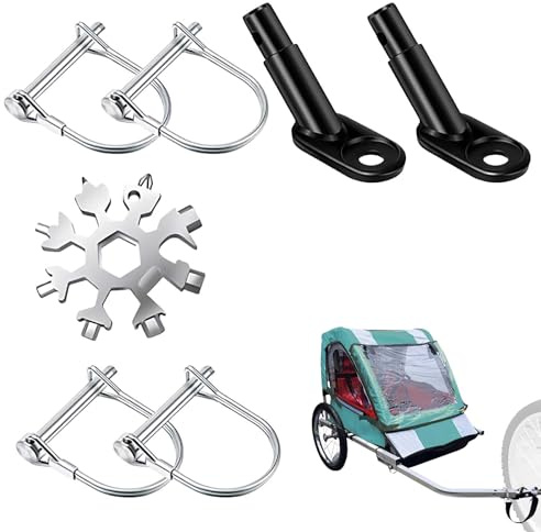 WUERKIYA Attacco per Rimorchio Bicicletta Portabici Gancio Traino - 2 Ganci + 4 Viti di Blocco + Strumento Multifunzione, Facile Installazione, Alta qualità, Sicuro e Resistente