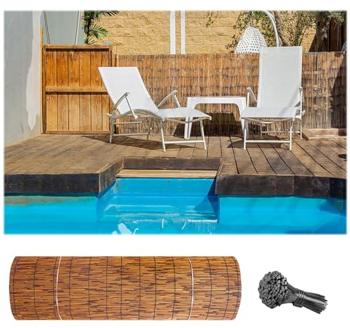 Generisch Sichtschutz Balkon, Windschutz Bambus Sichtschutzzaun, Garten Schilfrohrmatte Zaun Mit Zip Ties, Sonnenschutz Bambusmatte Für Draußen/Pool/Dach/Hofdekoration(80 * 500cm)