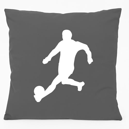 Huuraa Kissen Fußball Soccer Geschenk | 40x40cm mit Füllung Steel Grey Baumwolle Dekokissen Geschenkidee Graues Sofakissen dekoratives Zierkissen
