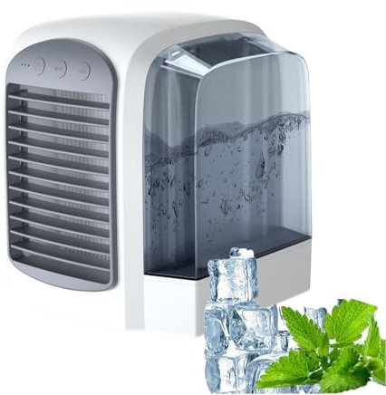 Ventilador de aire acondicionado portátil, enfriador personal 3 en 1 alimentado por USB con efecto de enfriamiento rápido y filtro de purificación, funcionamiento sin ruido para dormitorio y oficina