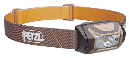 PETZL Tikka Headlamp - Compact 350 Lumen Light with Red Lighting, for Hiking, Climbing, Running, and Camping - Brown