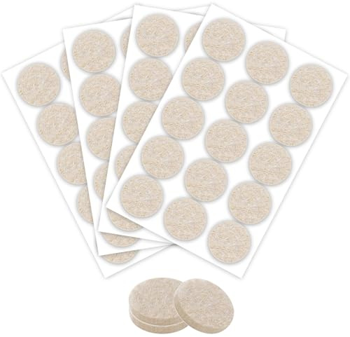 Vhtanop 60 Stück Filzgleiter Selbstklebend Beige Ø25 mm, Filzgleiter für Stühle, Chair Leg Floor Protectors, Filz für Stühle, Möbelgleiter für Schwere Möbe
