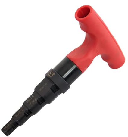 Utensile Sfacciatura Tubi - Sbavatore 4-in-1 con Cricchetto | Strumento di Taratura per Tubi Multistrato Alluminio 16-32mm | Per Idraulica Riscaldamento Installazione Elettrica, Testa Girevol