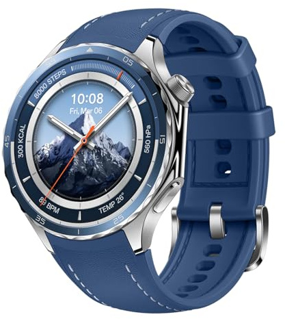 OPPO Watch X2 Montre Connectée, GPS Watch, Écran AMOLED 1,5 Pouces SmartWatch, Autonomie 16 Jours, Lunette Titane, Moniteur de Stress, 5ATM&IP68, 100+ Modes Sport, Android and iOS, Bleu