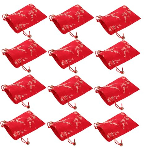 HIAKDOFT 12 Stück Bestickte Seiden Schmuckbeutel Mit Kordelzug Tragbare Organizer Für Reisen Und Gastgeschenke Gepolstert Und Vielseitig Einsetzbar