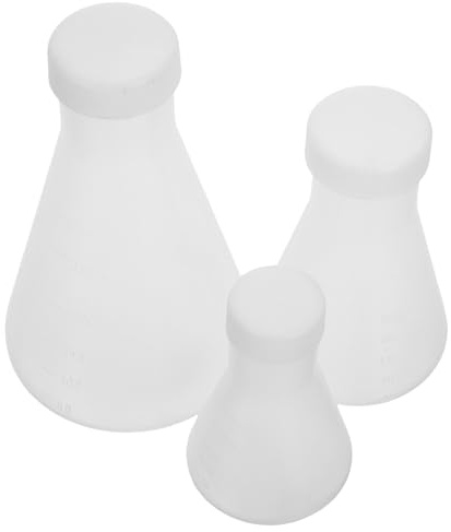 MOTHNUR Plastic Conical Lab Flask Set for Children, 50ml+100ml+250ml Erlenmeyer Beakers with Scale, Educational Science Lab Equipment for School Learning and Stem Experiments, 3 Pieces