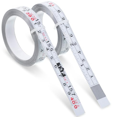 2 Pack Steel Self-Adhesive Measuring Tape, 157 Inch or 400cm Peel and Stick Tape Measure, Imperial & Metric Stick-On Ruler, Left-Right Reading Ruler Tapes for Workbench, Table Saw, Drafting Table