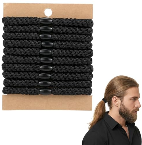 Gtziqa 10 stycken Hårsnoddar För Män, Flätade Svarta Hårgummisar, Elastiska Hårsnoddar Med Stark Elasticitet Och Halkfritt Grepp För Träning