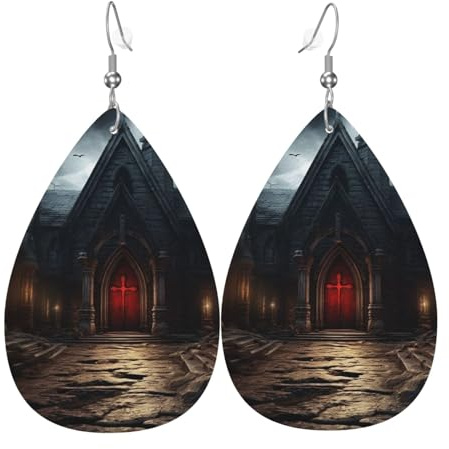 Leather Teardrop Earrings For Women, Old Crypt Lightweight Dangle Earrings Fashion Jewelry Gifts For Women Ladies