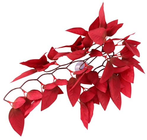 HOLIDYOYO Plante Aquarium Artificielle en Rotin Rouge Réaliste, Décoration D’Aquarium pour Eau Douce et Salée, Accessoires pour Terrarium et Aquarium, Ornement Sûr et Facile à Nettoyer