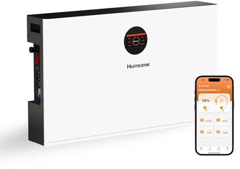 HumsiENK Bluetooth Batteria LiFePO4 48V 400Ah, Accumulatore a Ciclo Profondo da 20,48 kWh per Energia Domestica e Commerciale, BMS da 200A,Design Ultra-Sottile da Parete, Batteria 48V 400Ah