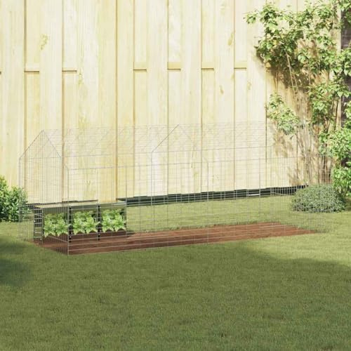 Teenpull Hasenkäfig Silber aus verzinktem Stahl 200 x 78 x 78 cm für Garten und Outdoor, wetterfester Nagerkäfig mit robustem Metall und praktischem Schlafplatz